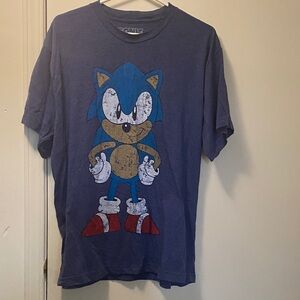 Vintage Distressed Sonic Graphic Tee - Blue Short Sleeve Men’s Shirt